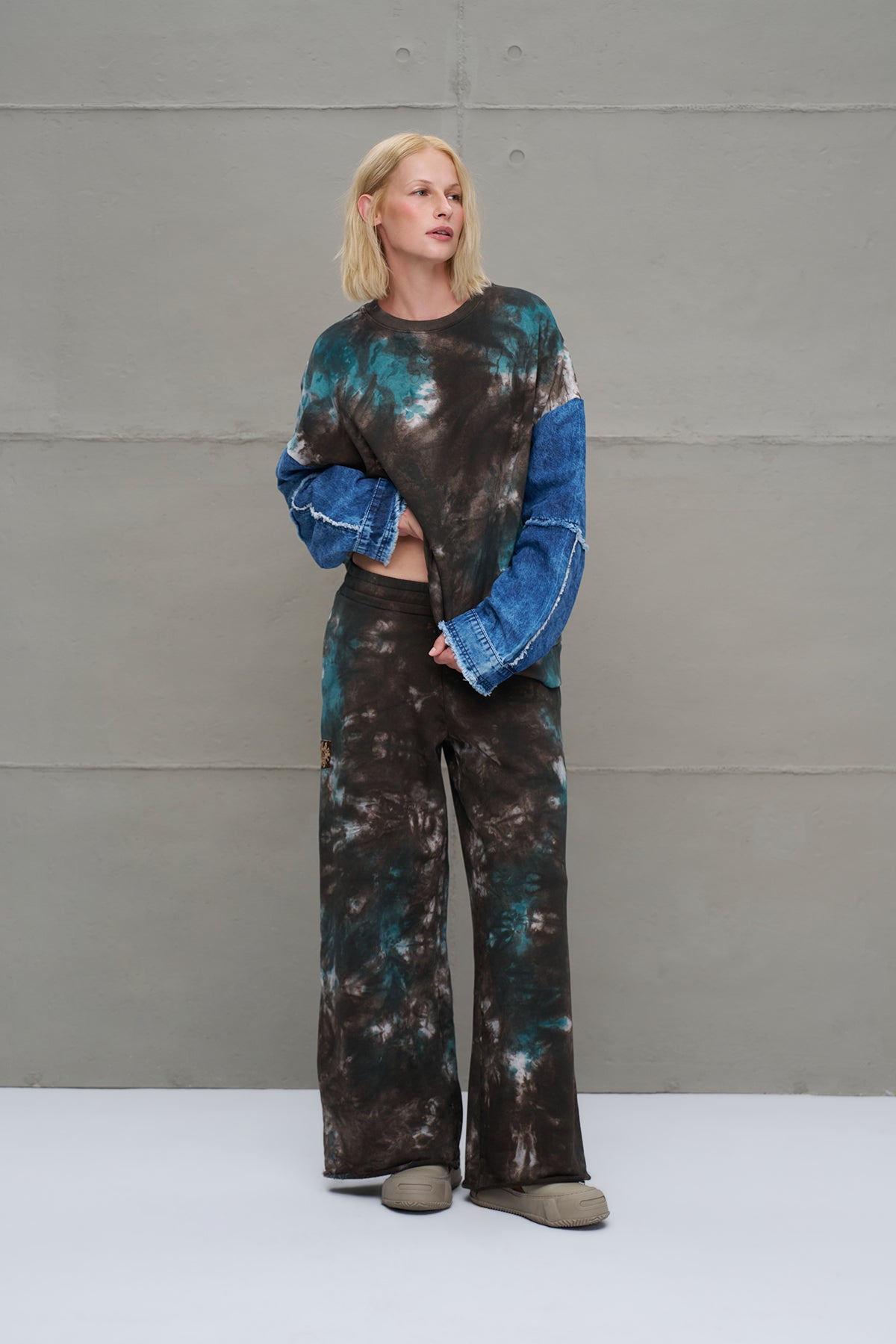 Kahverengi Yesil Batik Oversize Esofman Pantolon 18222