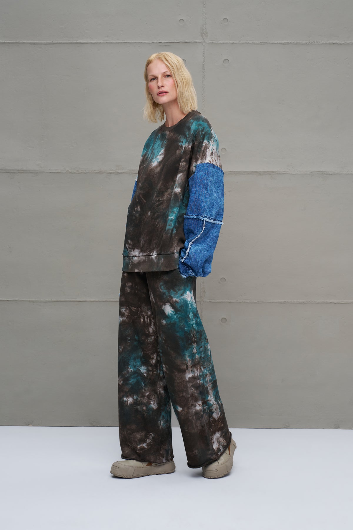Kahverengi Yesil Batik Oversize Esofman Pantolon 18222