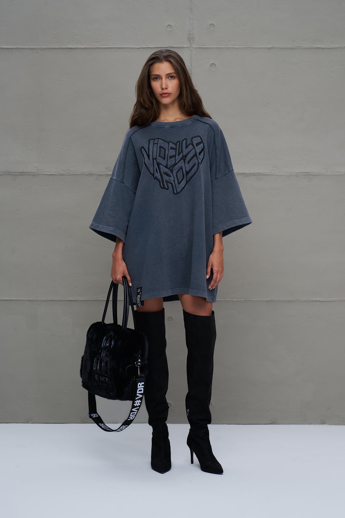 Antrasit Yarim Kollu Oversize Sweatshirt 18232
