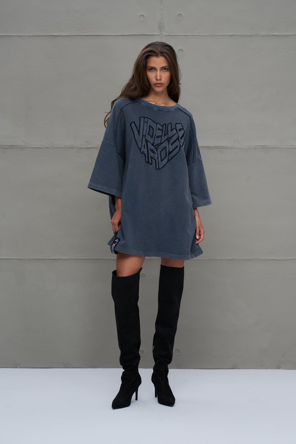 Antrasit Yarim Kollu Oversize Sweatshirt 18232