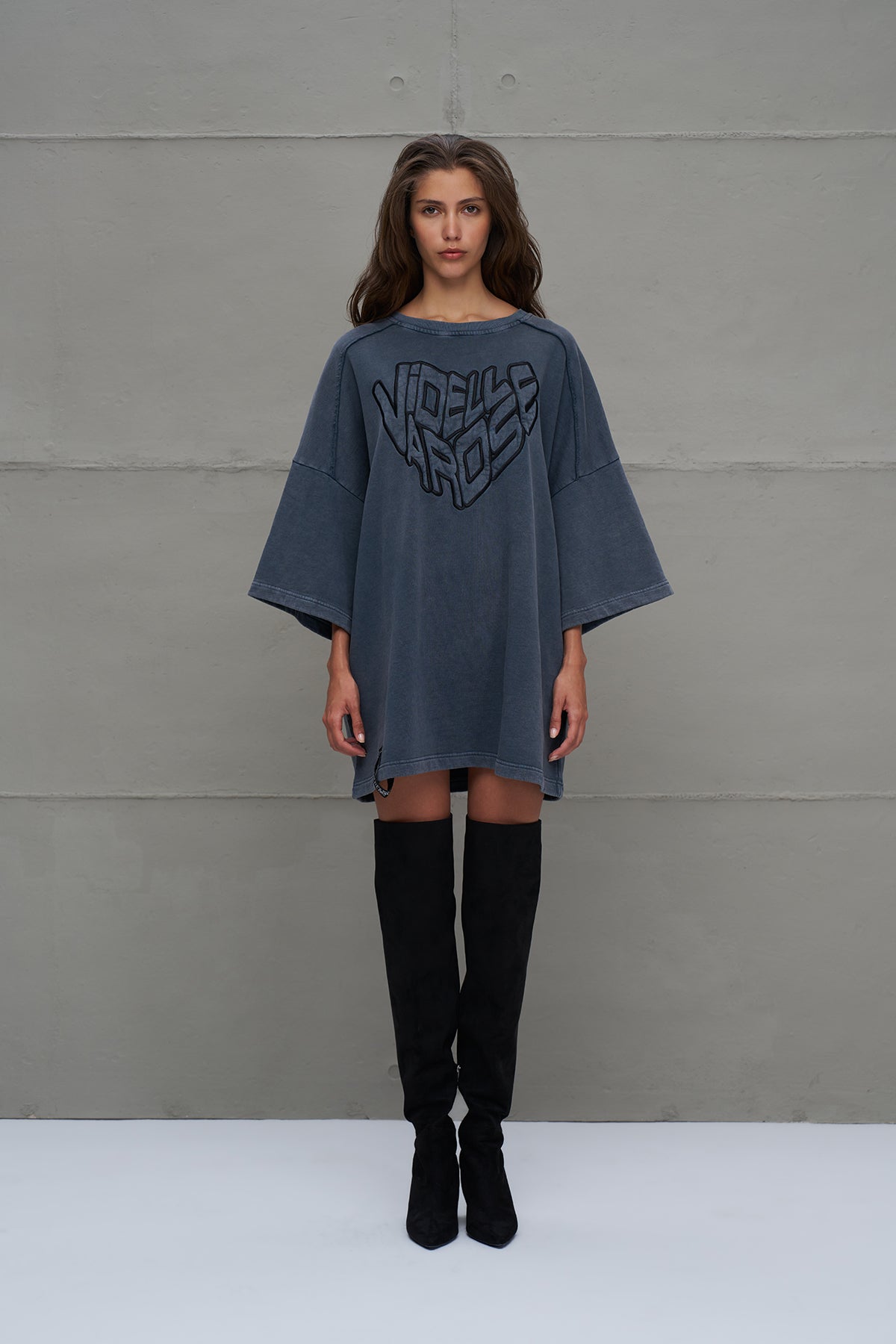 Antrasit Yarim Kollu Oversize Sweatshirt 18232