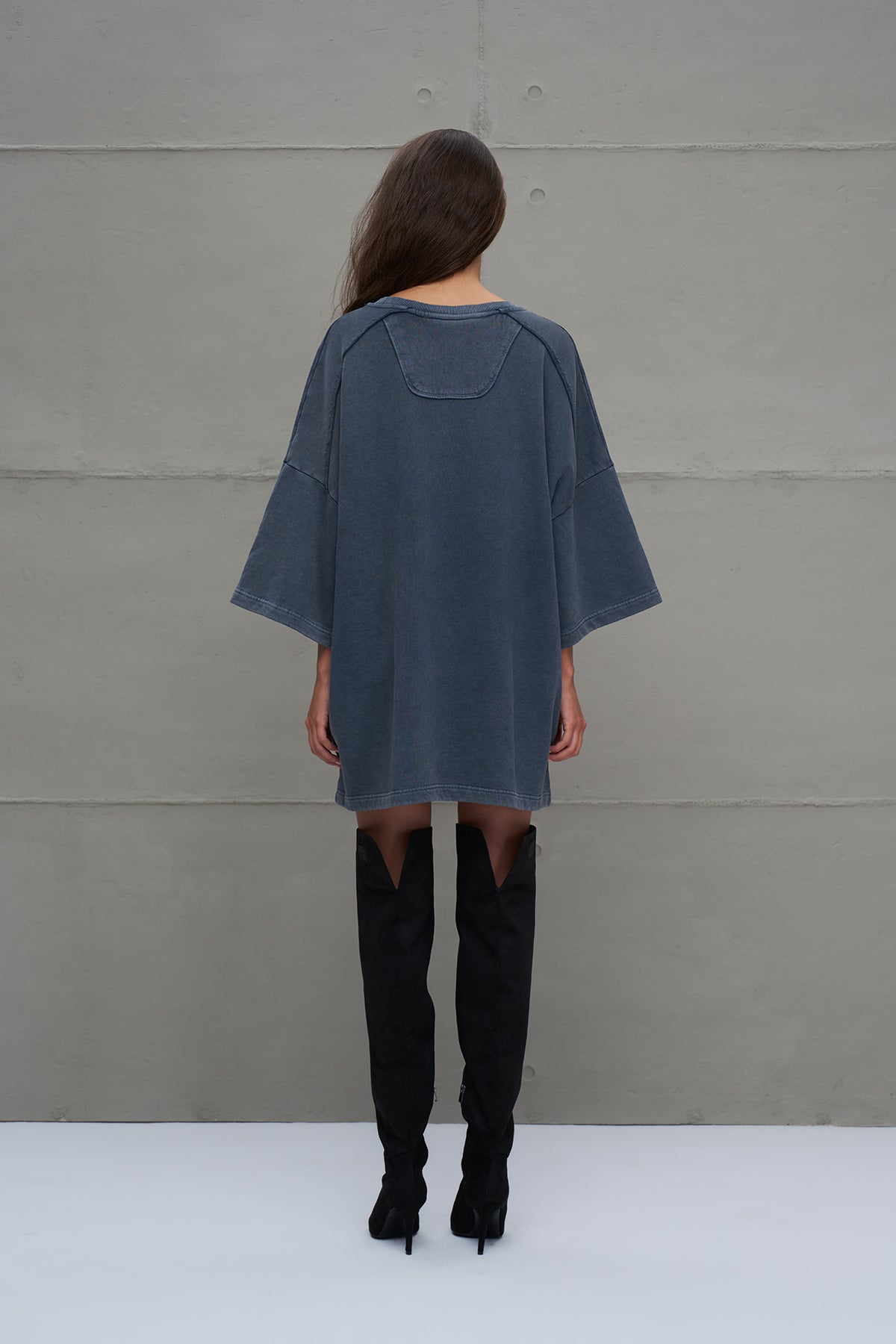 Antrasit Yarim Kollu Oversize Sweatshirt 18232