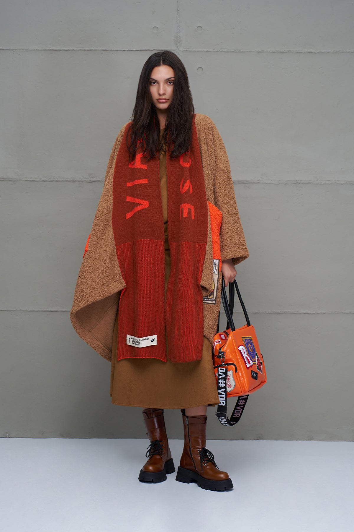 Taba Kürk Görünümlü Oversize Uzun Hirka 18240