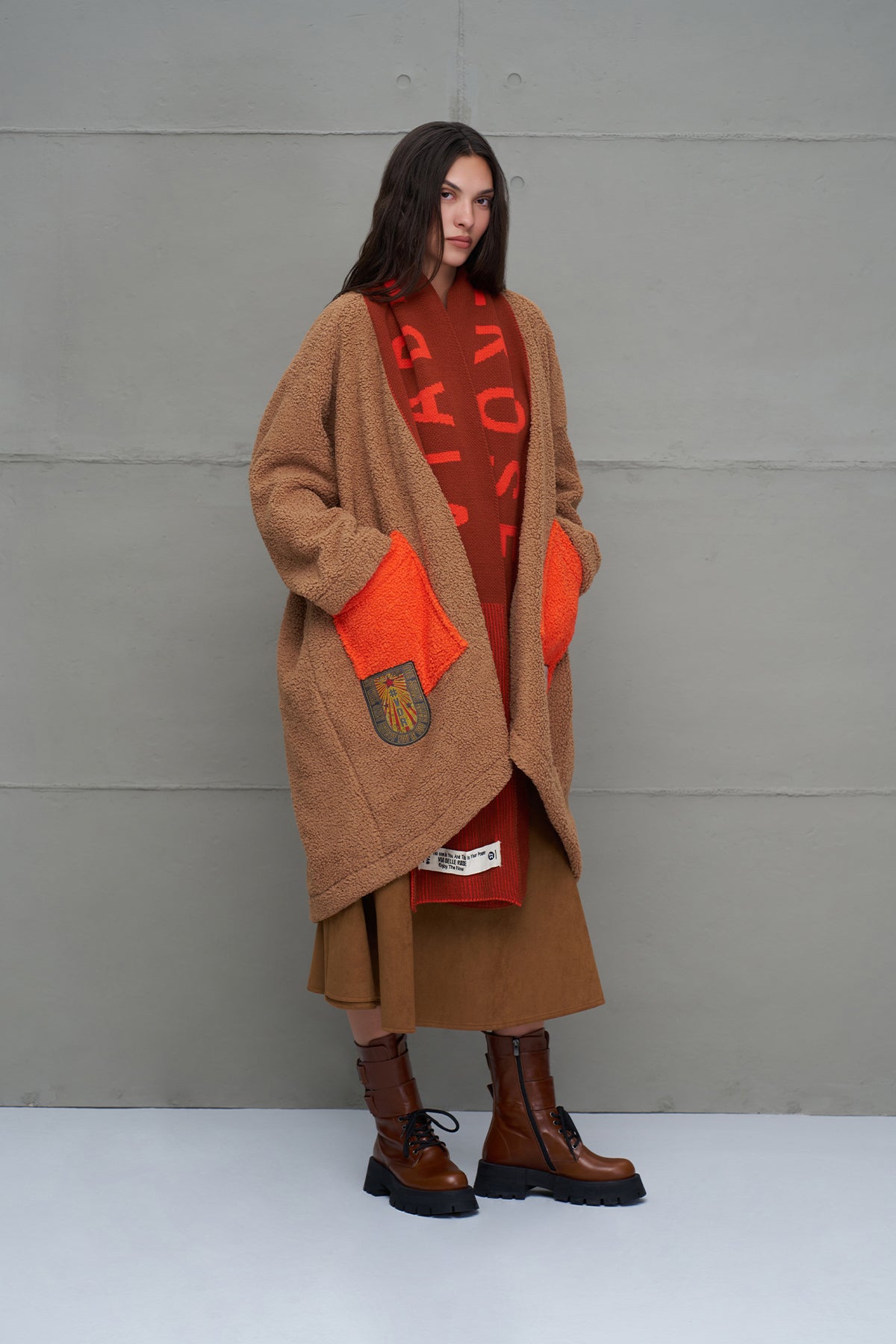 Taba Kürk Görünümlü Oversize Uzun Hirka 18240