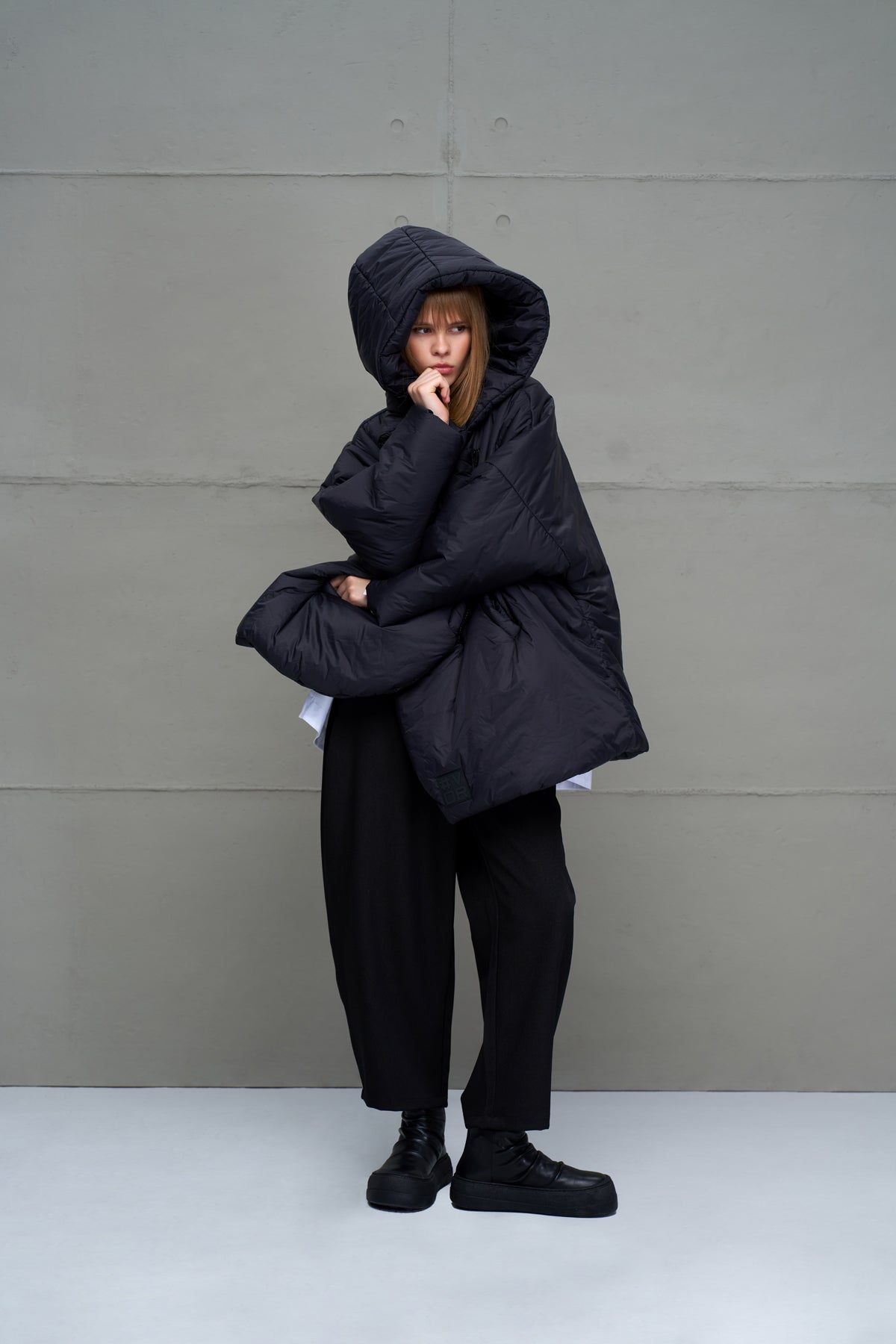Siyah Asimetrik Oversize Sisme Ceket 18256