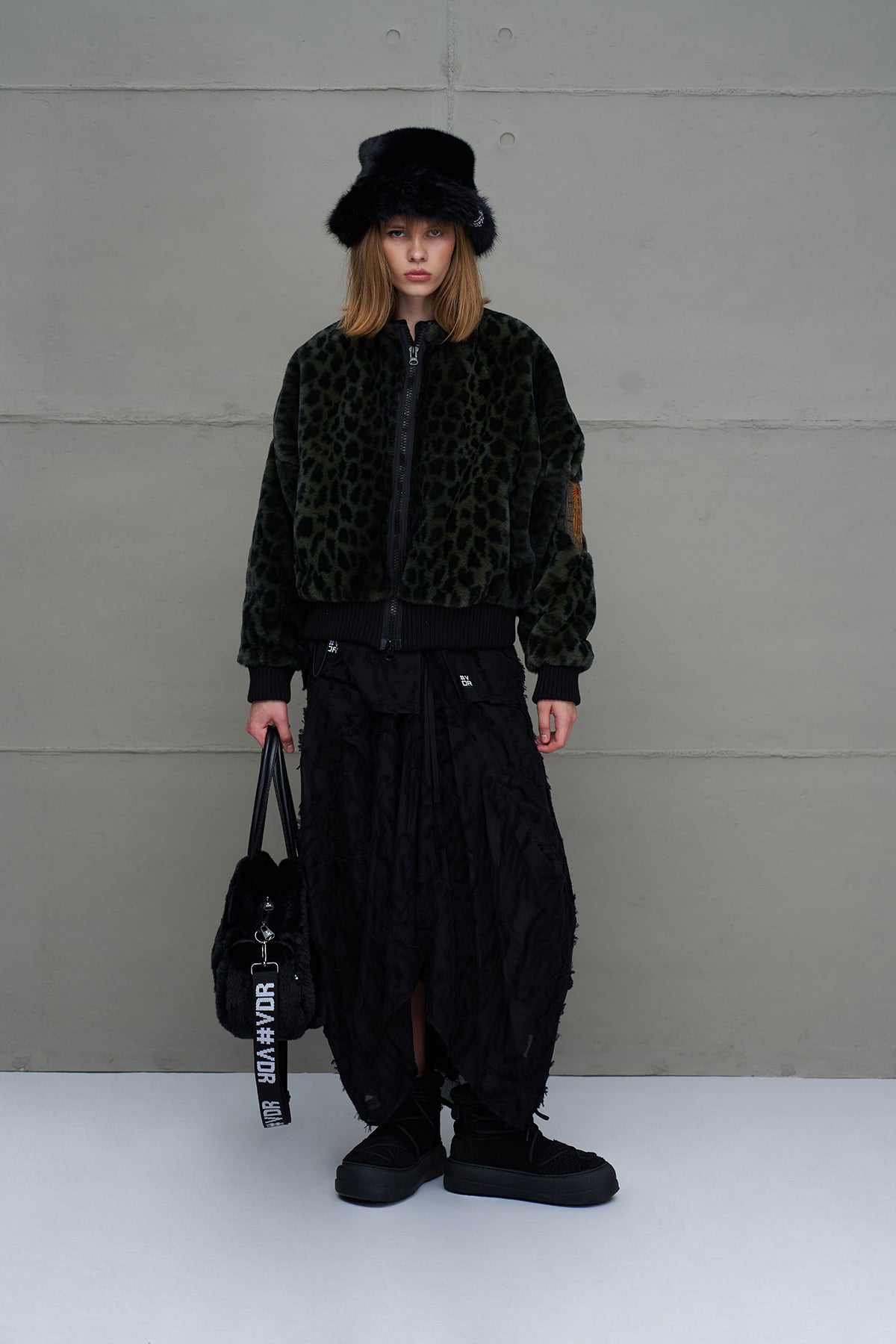 Yesil Siyah Leopar Desenli Oversize Pilot Ceket 18260