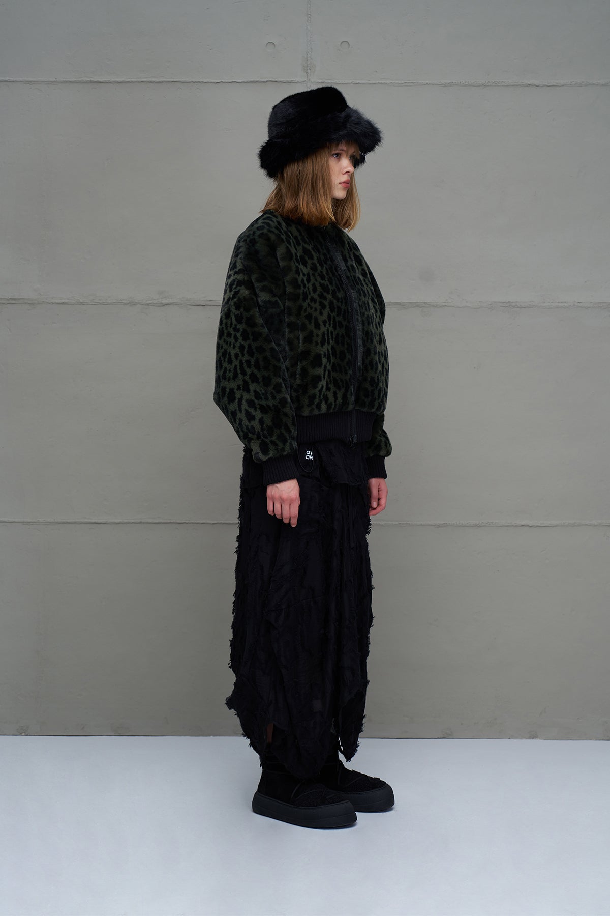 Yesil Siyah Leopar Desenli Oversize Pilot Ceket 18260