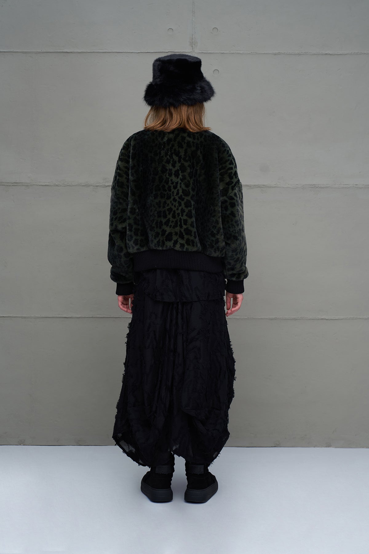 Yesil Siyah Leopar Desenli Oversize Pilot Ceket 18260