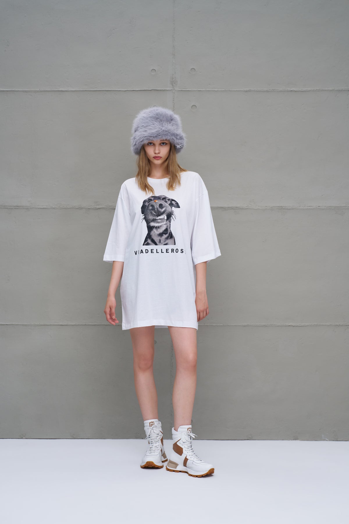 Beyaz Baskili Oversize T-Shirt 18263