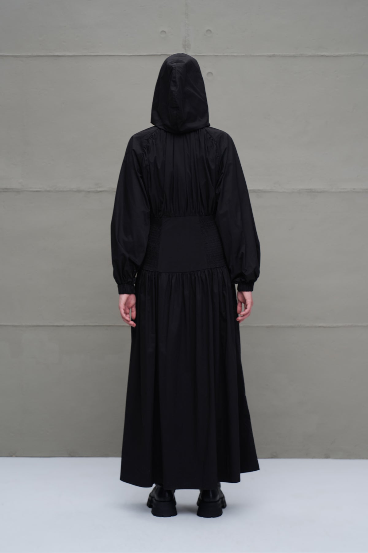 Siyah Fermuarli Beli Büzgülü Elbise 18277