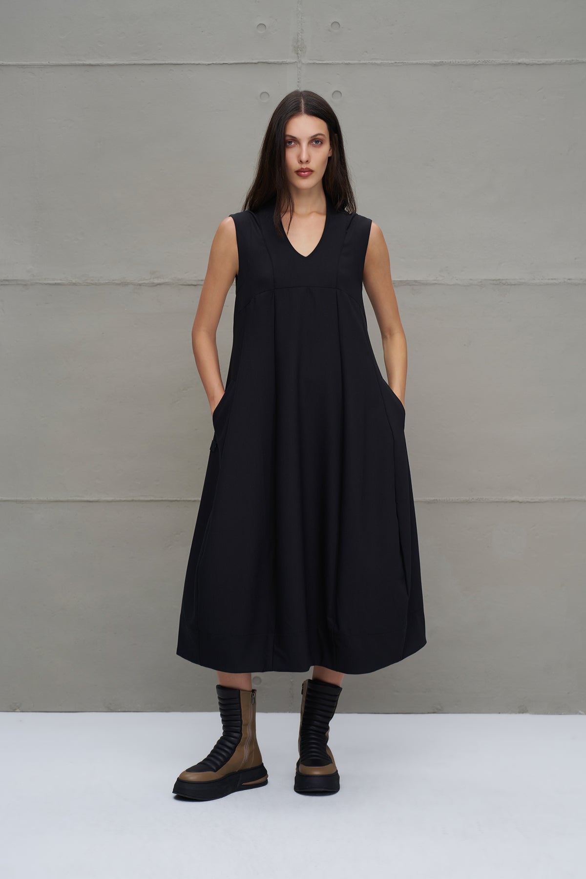 Siyah Balon Formlu Oversize Elbise 18283