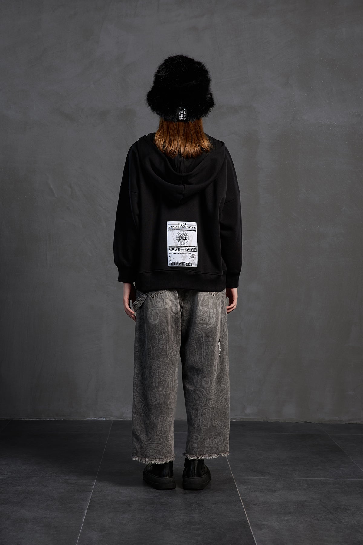 Siyah Fermuarli Kapüsonlu Oversize Sweatshirt 18285