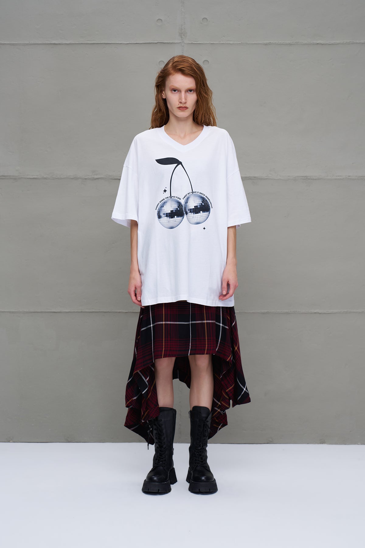 Beyaz Desenli Oversize T-Shirt 18289