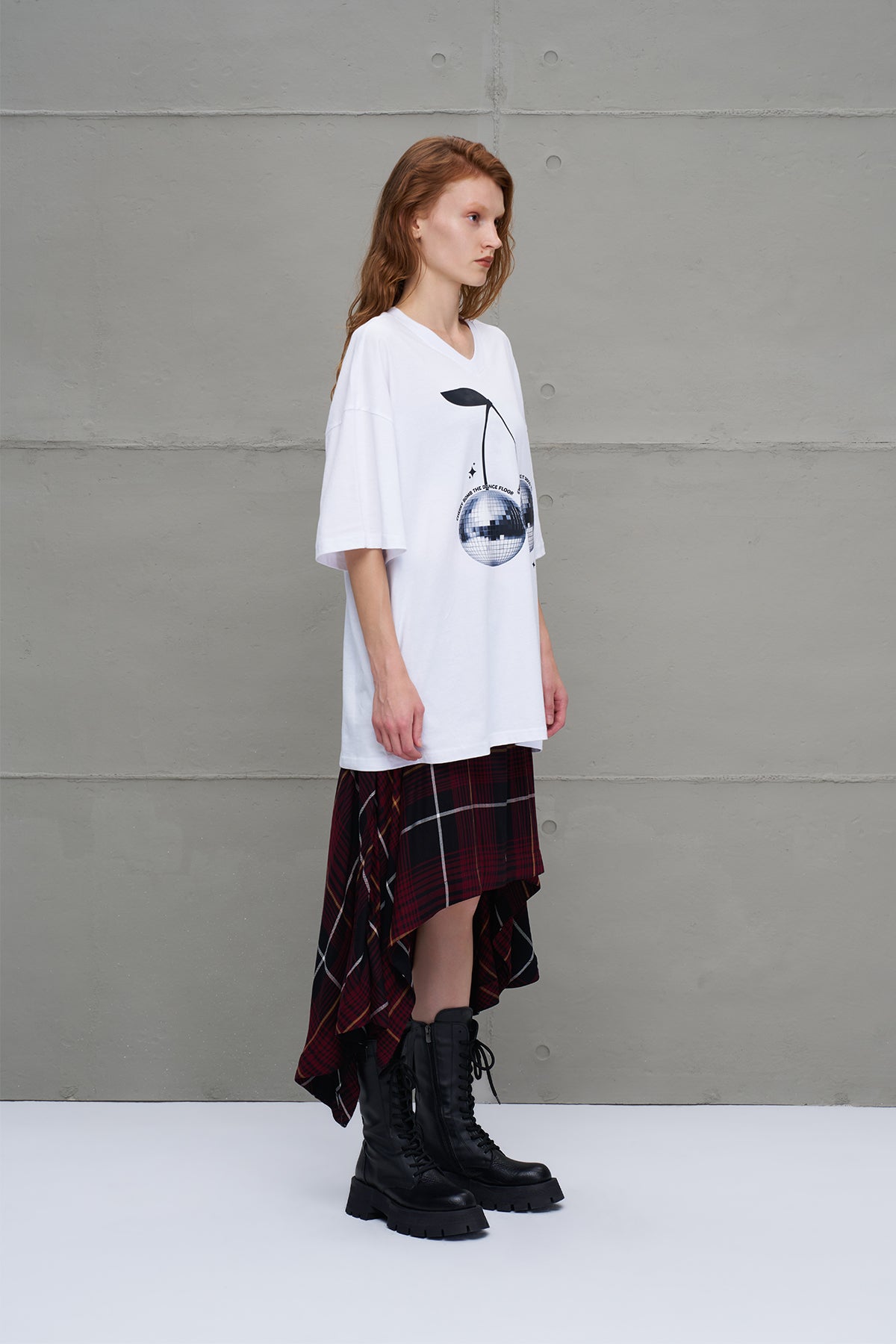 Beyaz Desenli Oversize T-Shirt 18289
