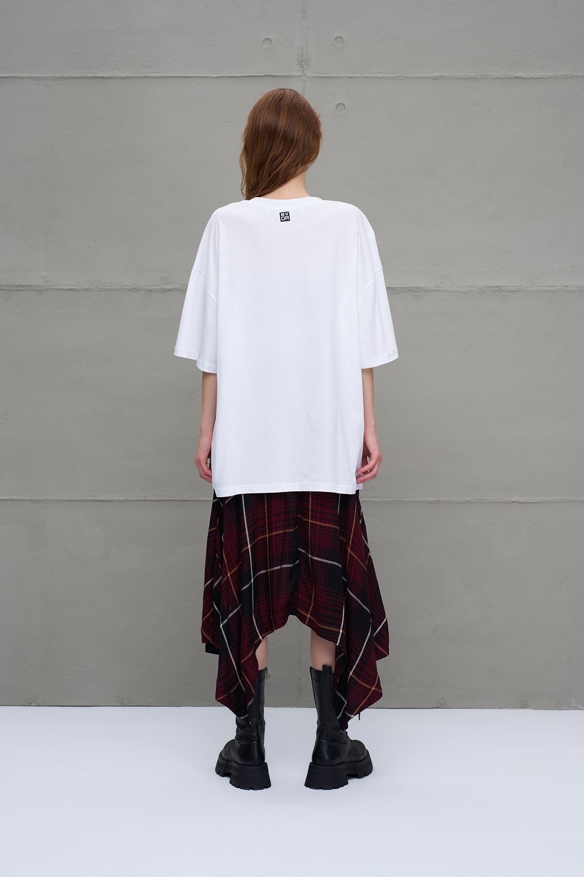 Beyaz Desenli Oversize T-Shirt 18289