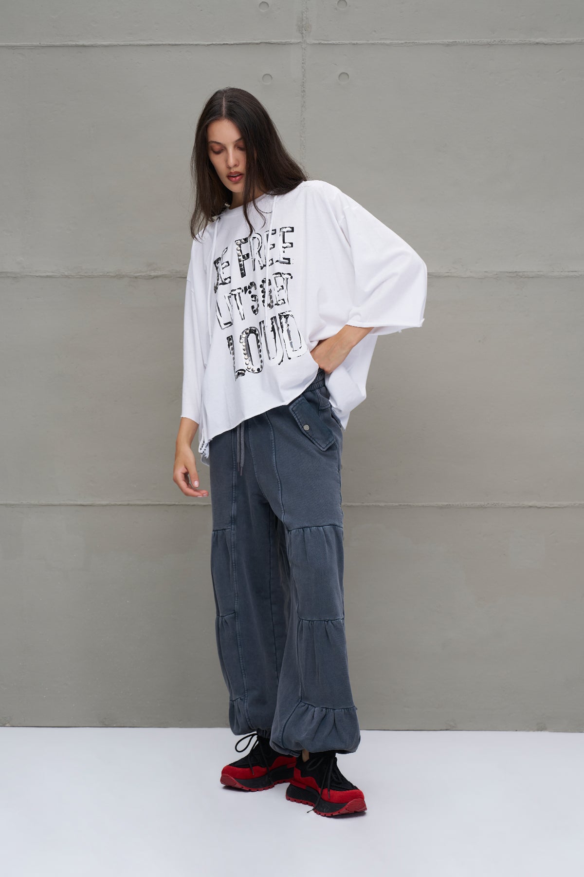 Antrasit Cepli Oversize Kargo Pantolon 18295