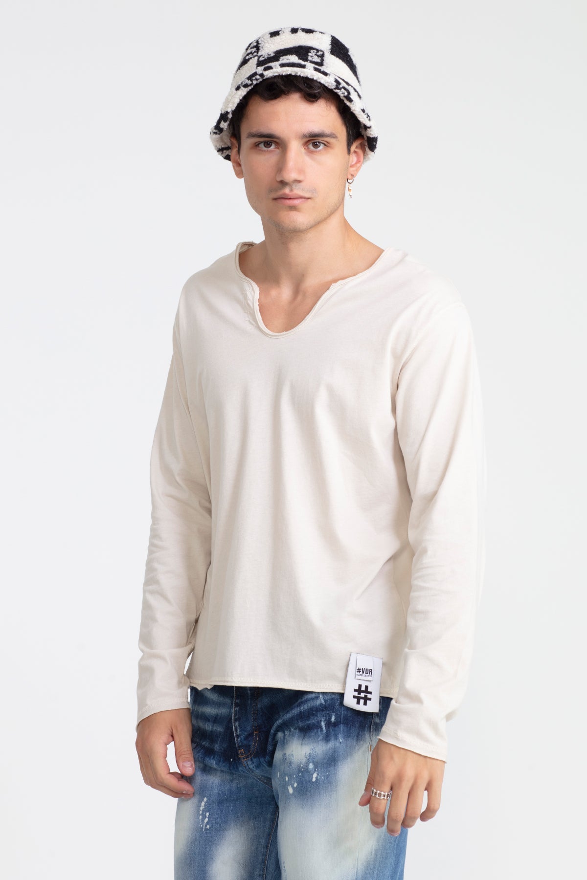Bej  Uzun T-shirt 1047