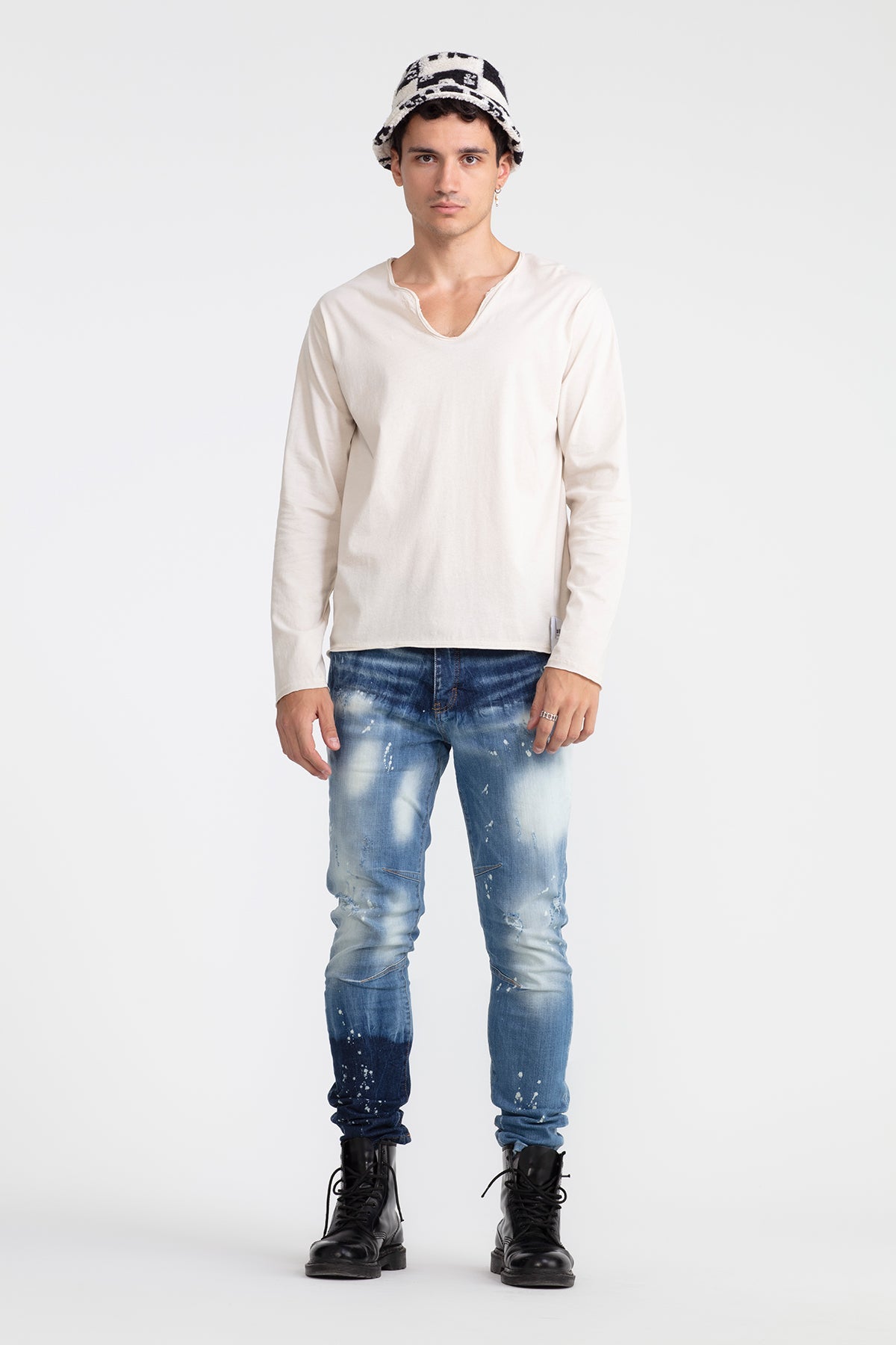 Bej  Uzun T-shirt 1047
