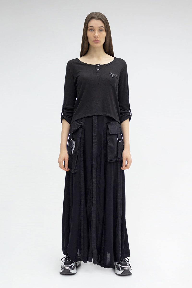SİYAH UZUN T-SHIRT 5075