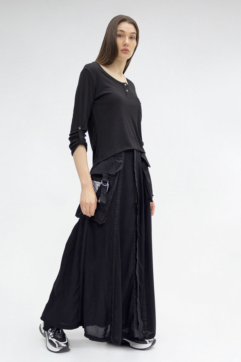 SİYAH UZUN T-SHIRT 5075