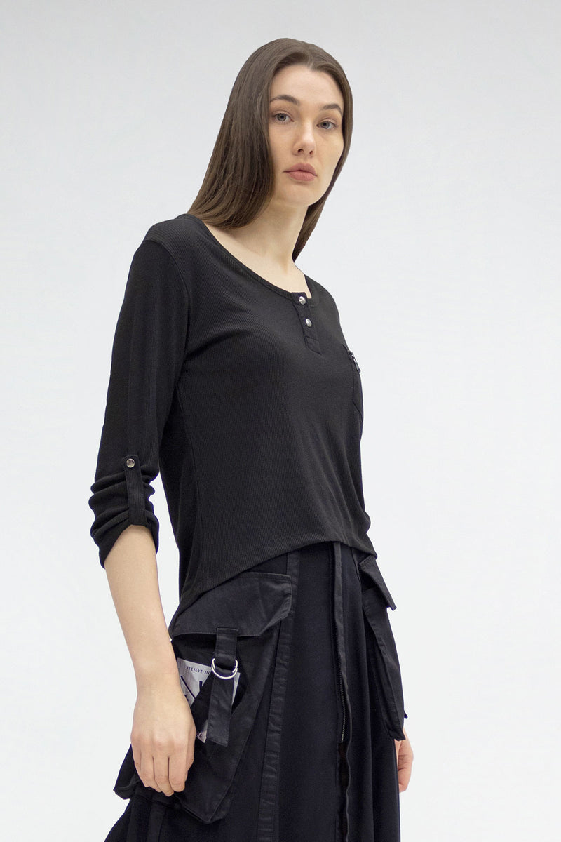 SİYAH UZUN T-SHIRT 5075