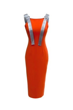 TURUNCU ELBİSE 7109