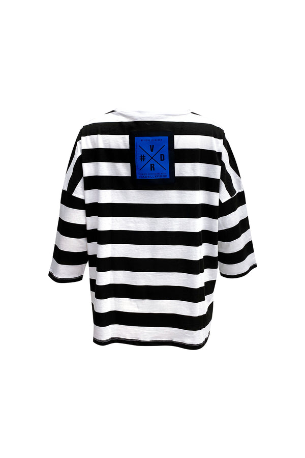 BEYAZ SİYAH UZUN T-SHIRT 7173