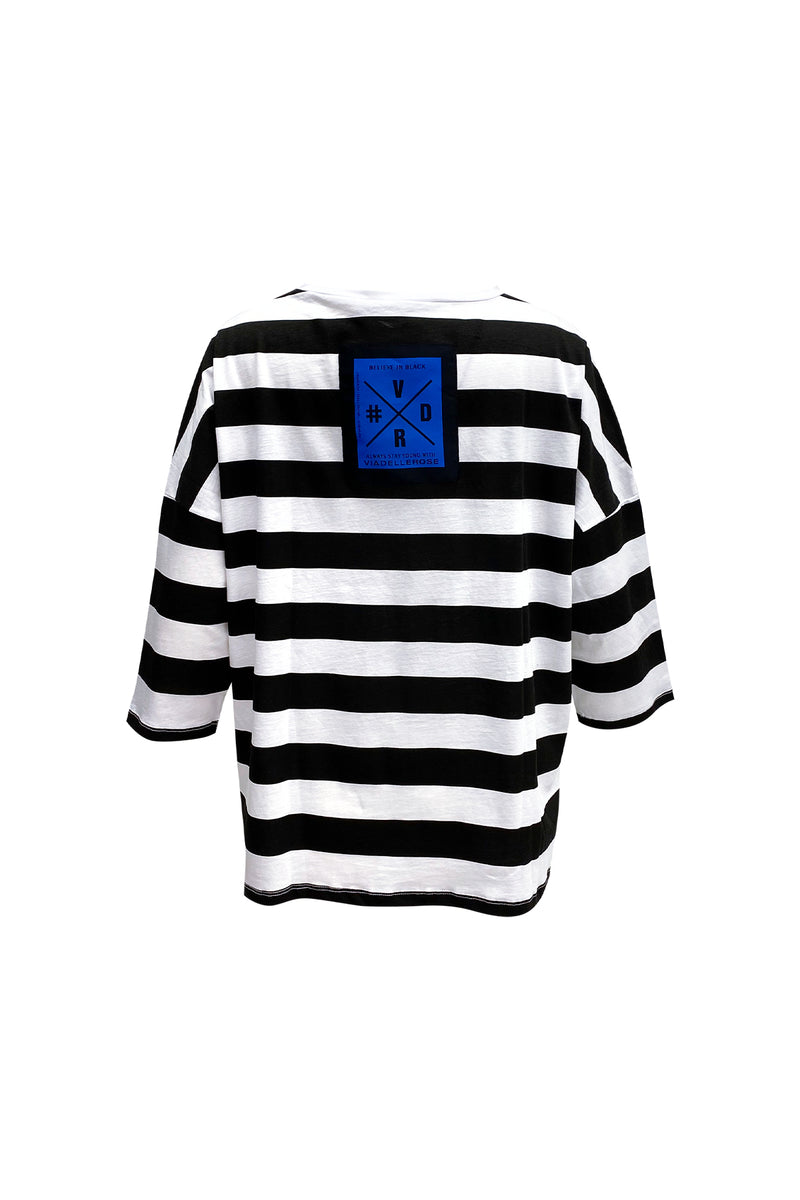 BEYAZ SİYAH UZUN T-SHIRT 7173