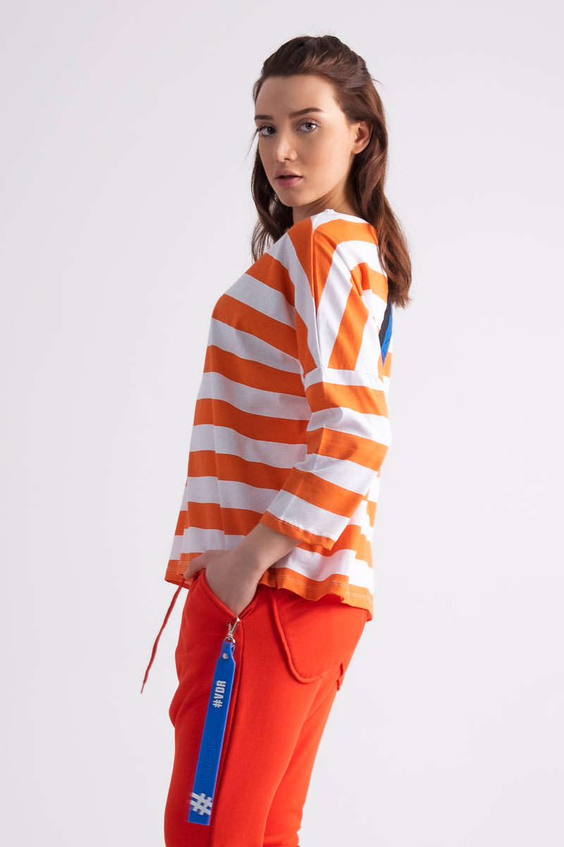 BEYAZ TURUNCU UZUN T-SHIRT 7173