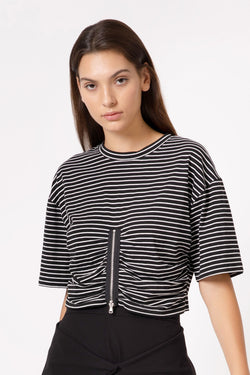 SİYAH KREM T-SHIRT 4489