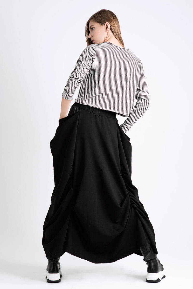 SİYAH BEYAZ UZUN T-SHIRT 6260