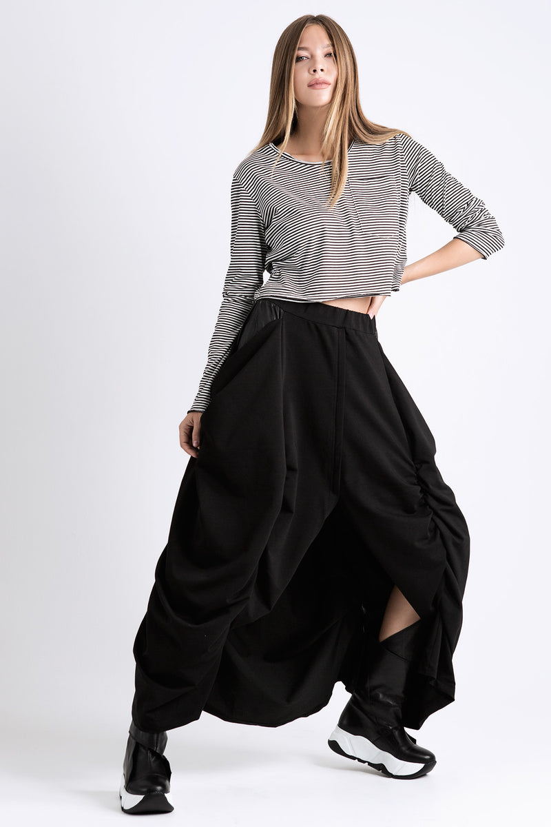 SİYAH BEYAZ UZUN T-SHIRT 6260