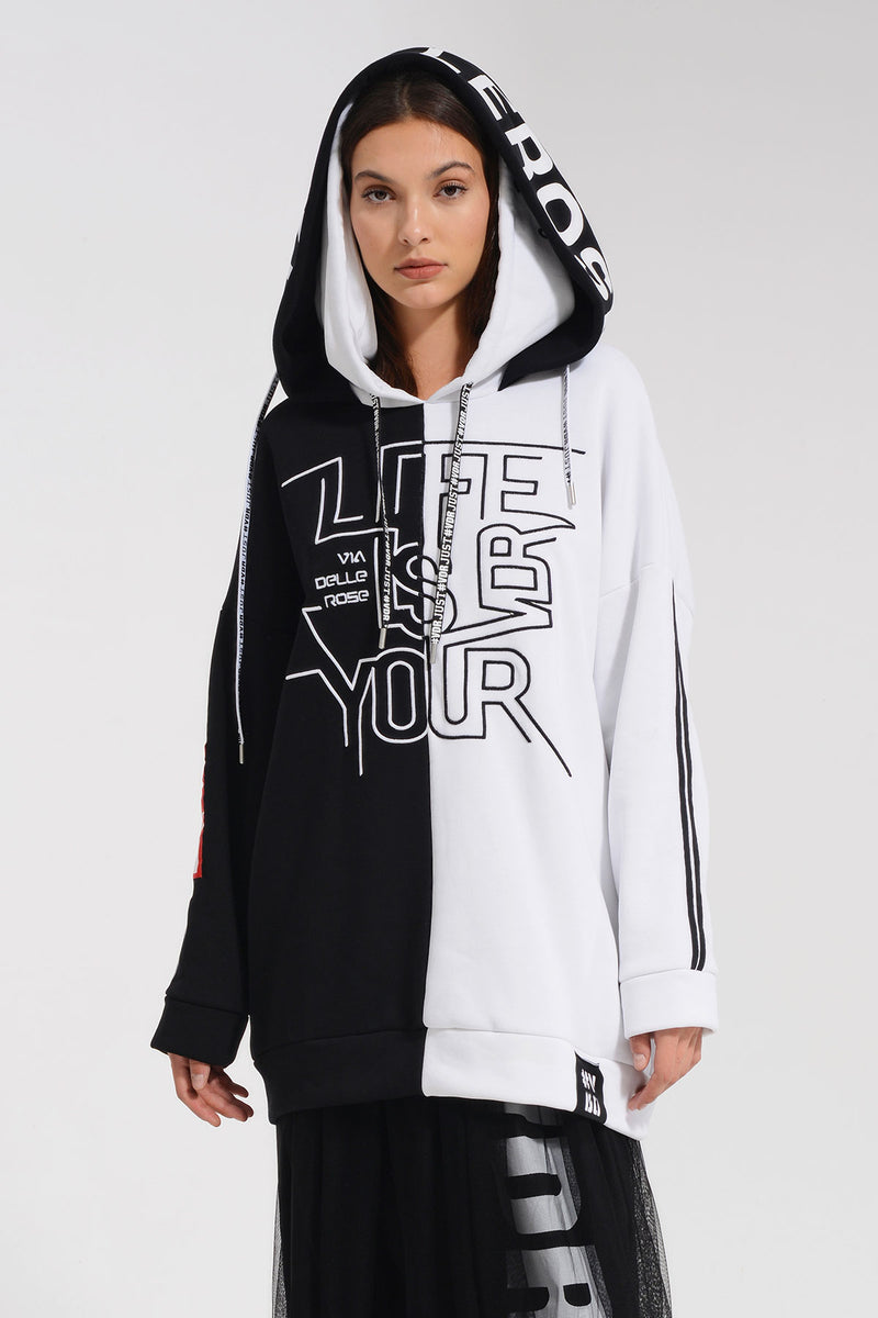 SİYAH BEYAZ SWEATSHIRT 8035