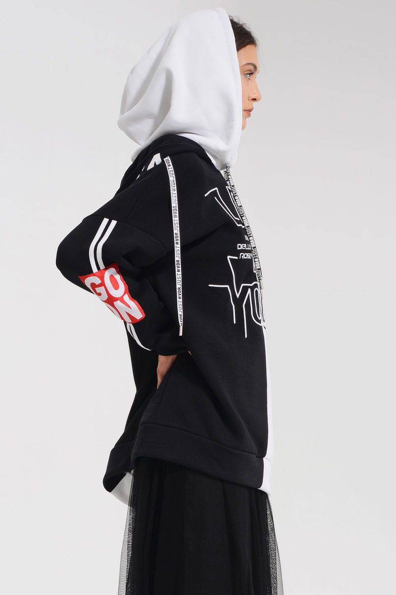 SİYAH BEYAZ SWEATSHIRT 8035
