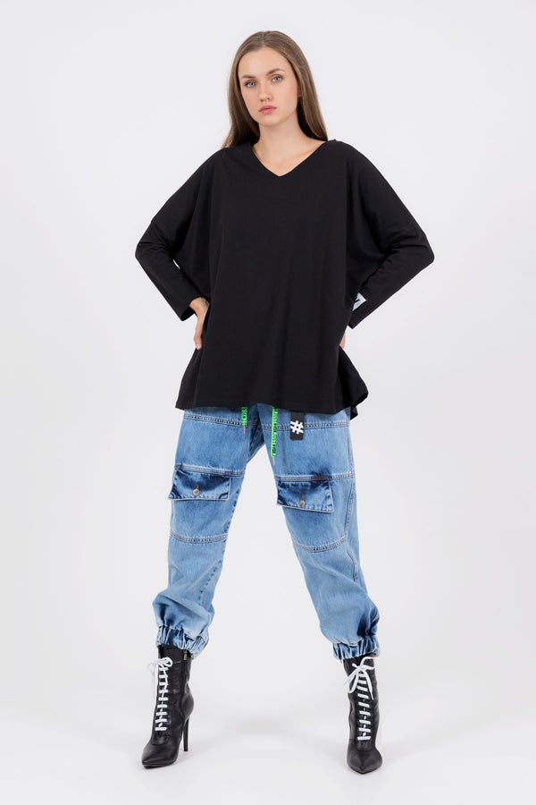 SİYAH UZUN T-SHIRT 8102
