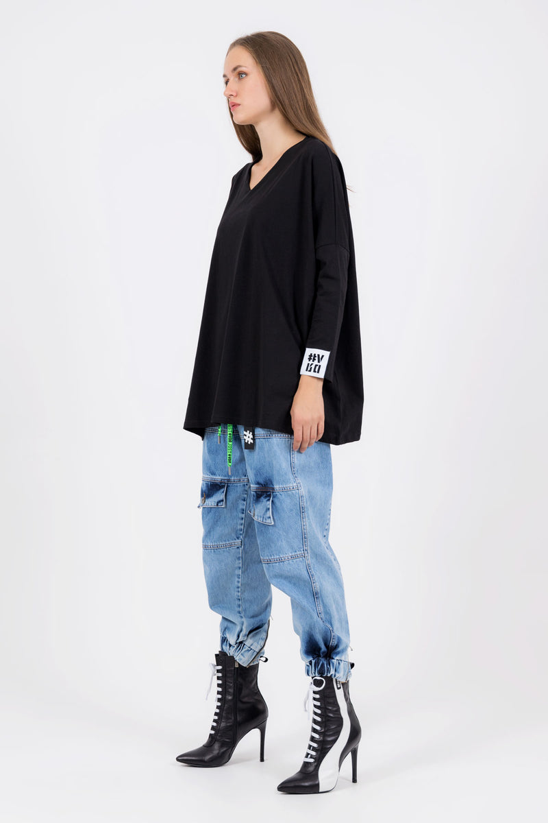 SİYAH UZUN T-SHIRT 8102