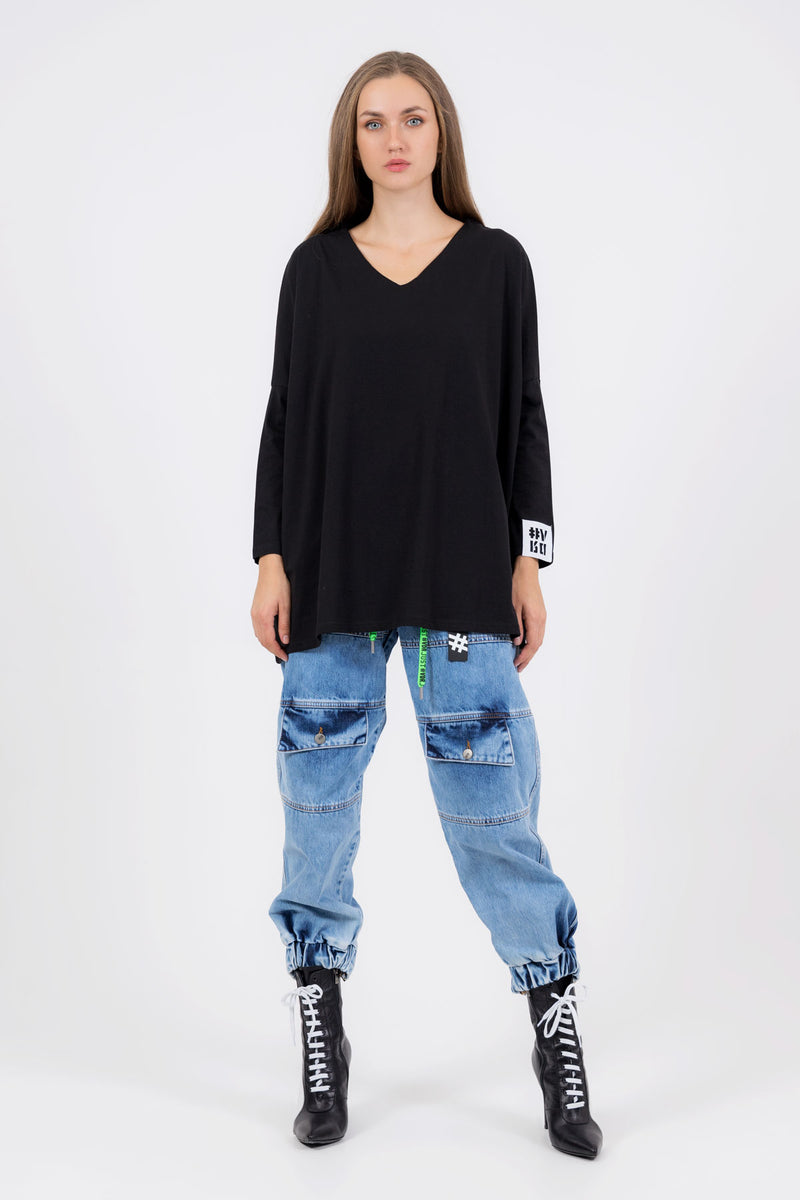 SİYAH UZUN T-SHIRT 8102