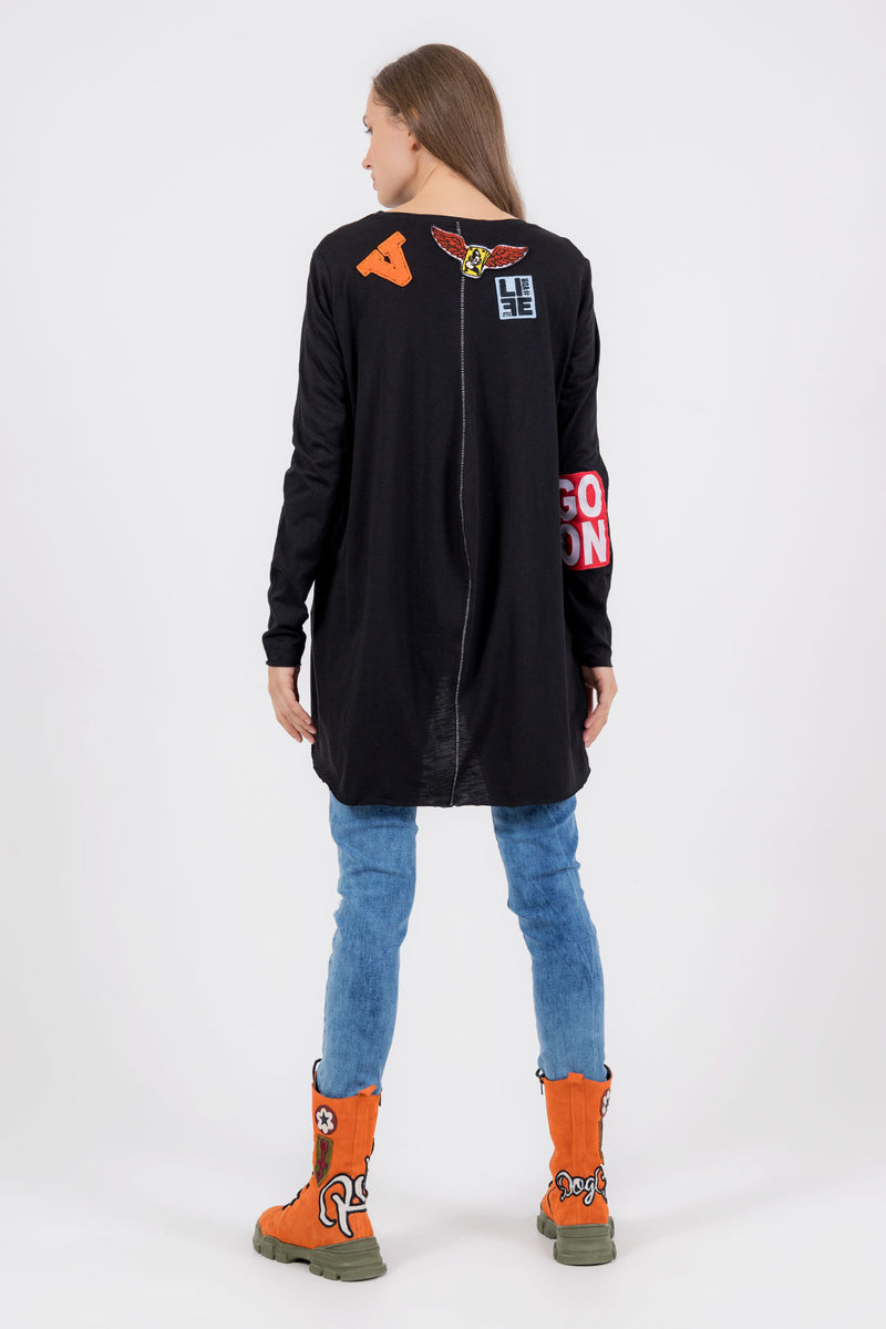 SİYAH UZUN T-SHIRT 8278