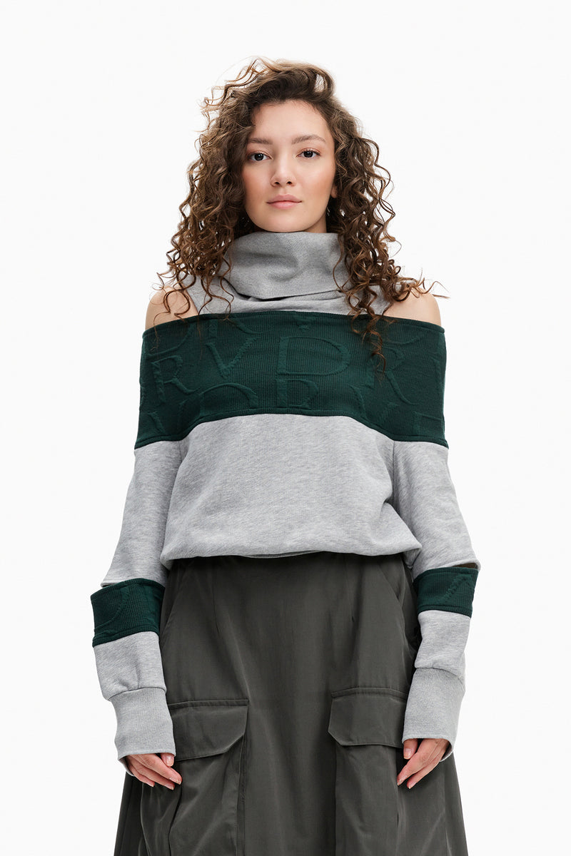 GRİ MELANJ KOYU YEŞİL SWEATSHIRT 10129