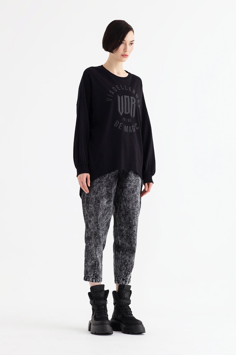 SİYAH UZUN T-SHIRT 12187