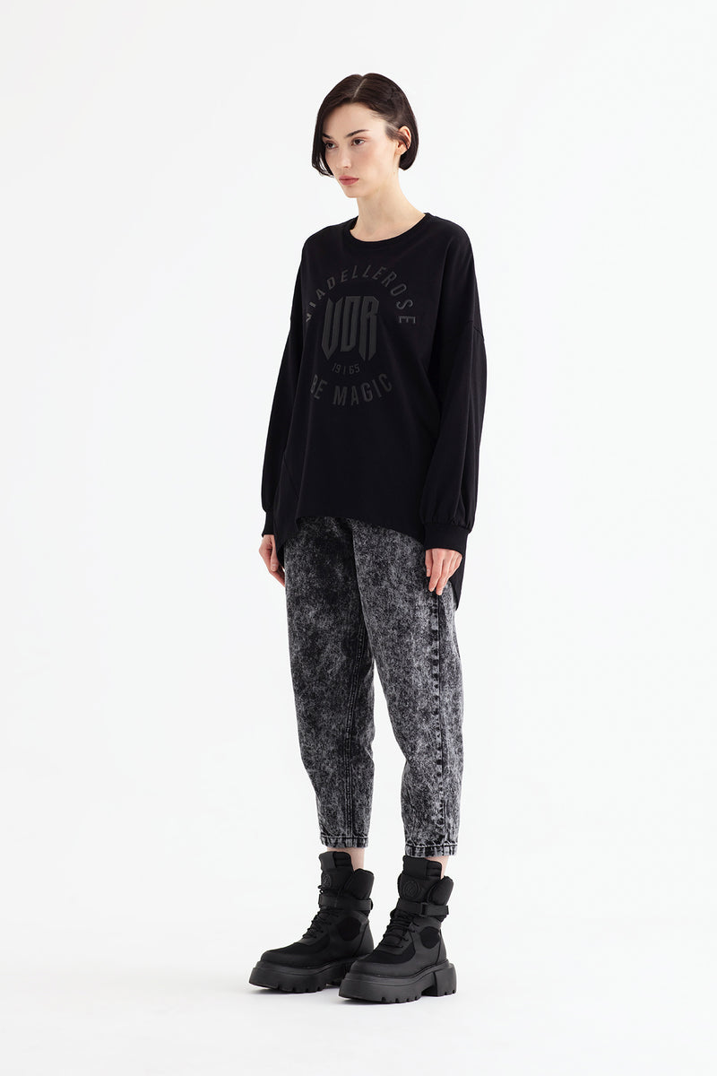 SİYAH UZUN T-SHIRT 12187