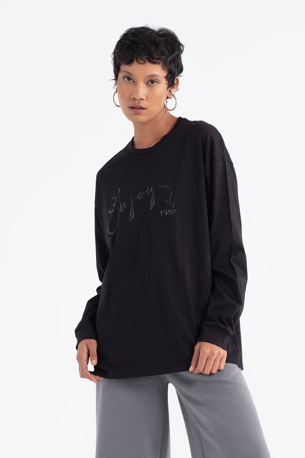 SİYAH UZUN T-SHIRT 12355