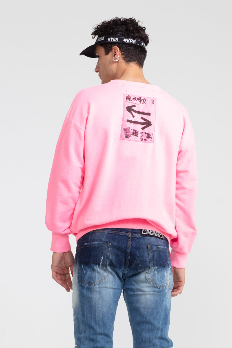 ERKEK PEMBE NEON SWEATSHIRT 1004