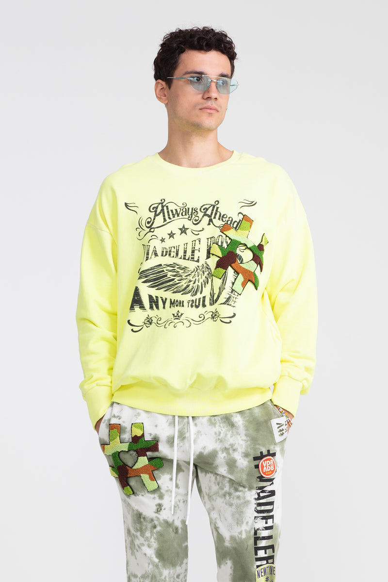 ERKEK SARI NEON SWEATSHIRT 1005