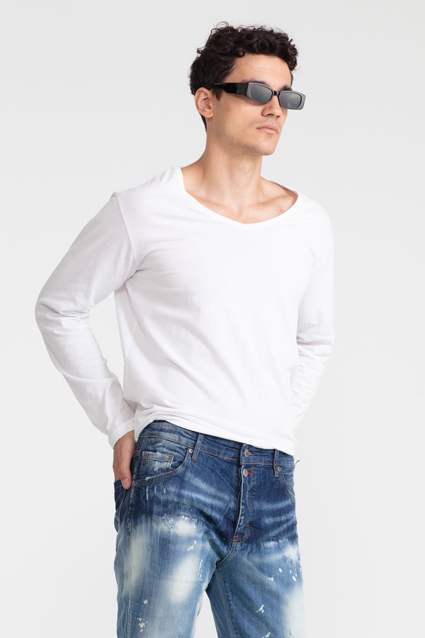 ERKEK BEYAZ UZUN T-SHIRT 1048